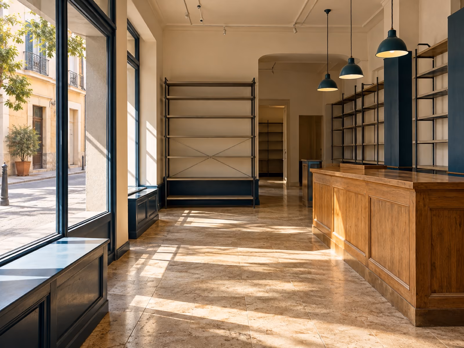 Interior con mobiliario por retirar