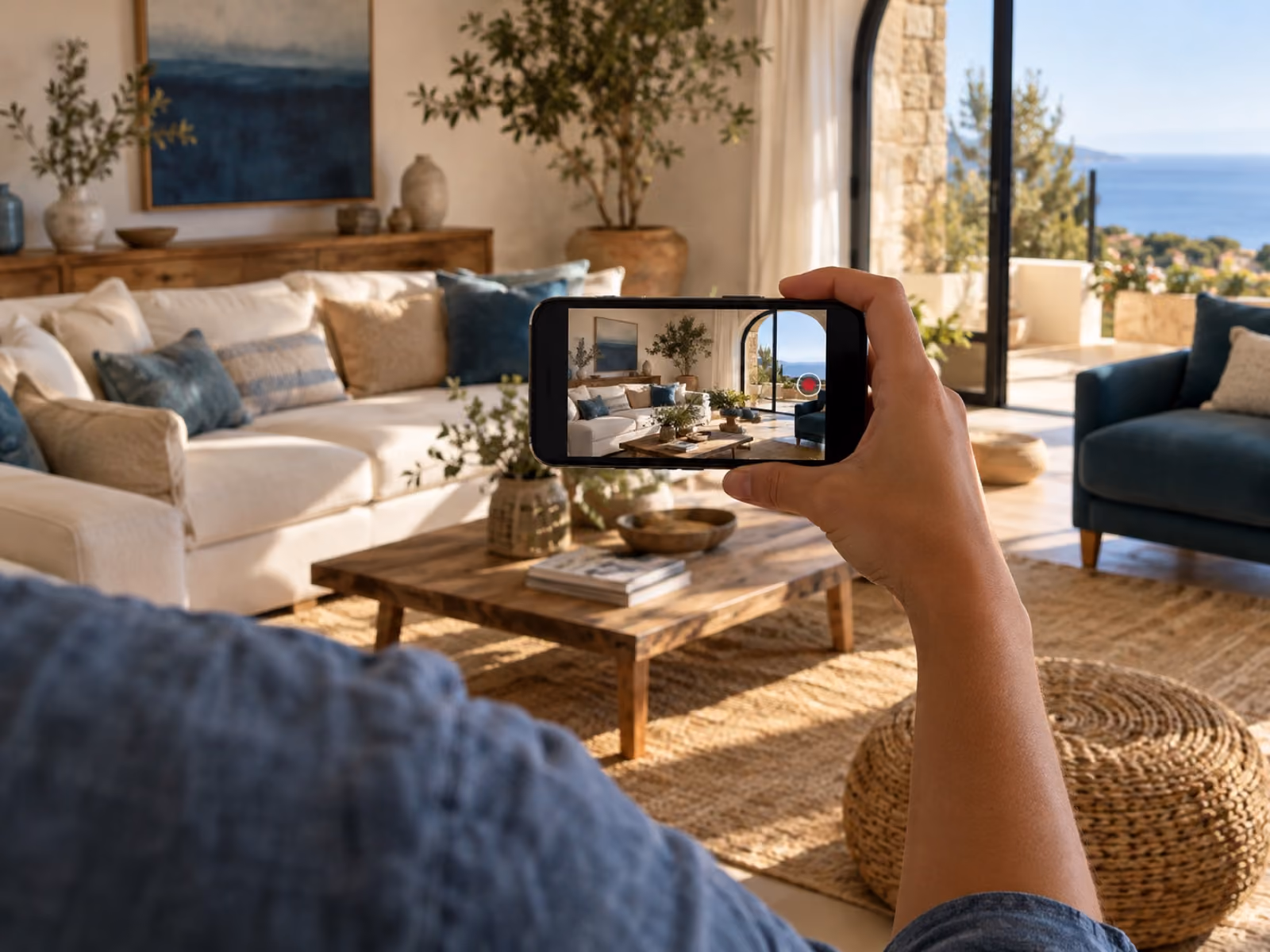 Estancia de un apartamento lista para grabar en vídeo